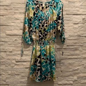 Caché Blue multi-colored dress.